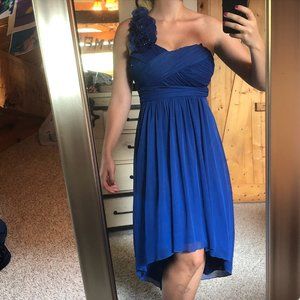 Blue David's Bridal High Low Dress